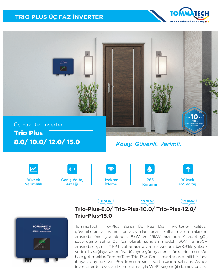 Tommatech Trio Plus 15.0 Üç Faz Dizi İnverter