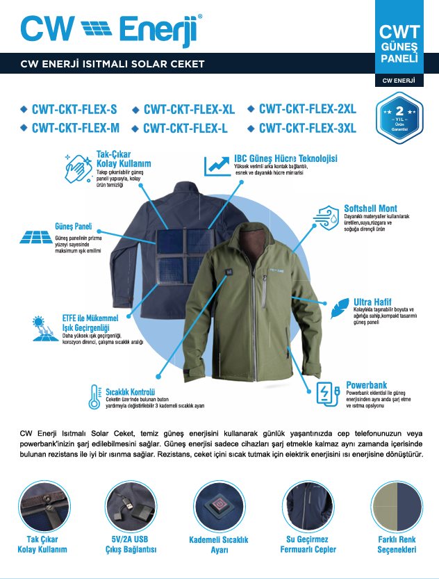 CW Enerji Isıtmalı Solar Ceket - 2XLarge