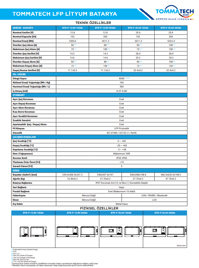 TT BATARYA 12.8V 102AH PRIZMATIK
